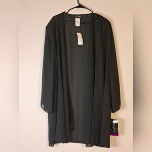 Onyx Nite 4X Black Sheer Beaded Long Jacket.